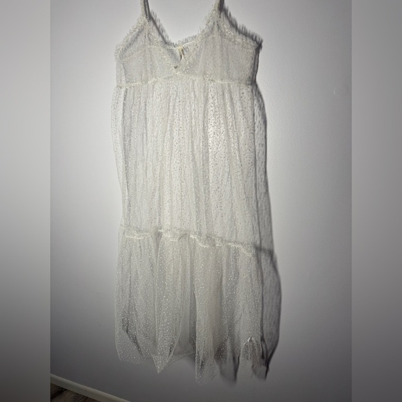 anthropologie white sheer polka dot long maxi dress size medium - Picture 3 of 7